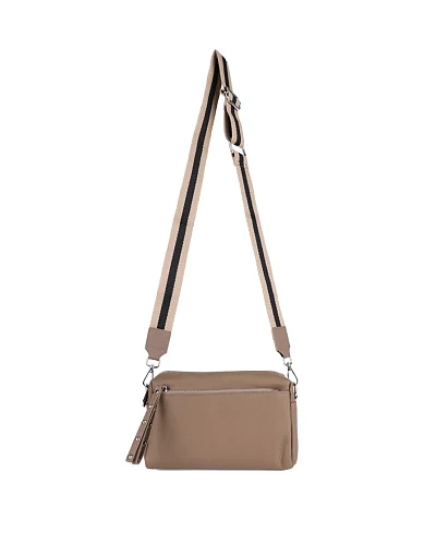 Женская сумка camera bag MIRATON кожаная бежевая - фото 6 - Miraton