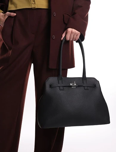 Жіноча сумка тоут шкіряна чорна - фото 2 - Miraton