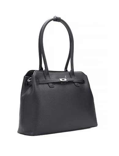 Жіноча сумка тоут шкіряна чорна - фото 3 - Miraton