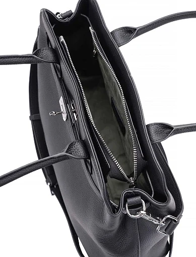 Жіноча сумка тоут шкіряна чорна - фото 6 - Miraton