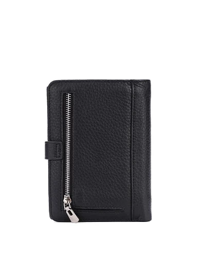 Гаманець на кнопці шкіряний чорний(1837-1847) - фото 3 - Miraton