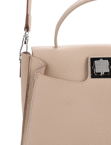 Женская сумка тоут кожаная бежевая - фото 4 - Miraton