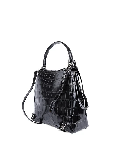 Женская сумка-рюкзак MIRATON кожаная черная - фото 6 - Miraton