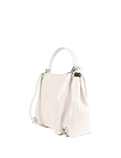 Женская сумка-рюкзак MIRATON кожаная белая - фото 6 - Miraton