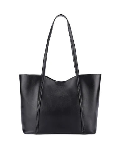 Жіноча сумка шоппер шкіряна чорна - фото 3 - Miraton