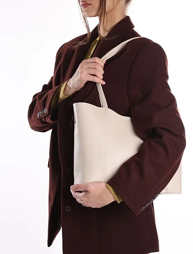 Жіноча сумка шоппер шкіряна біла(1801-2) - фото 2 - Miraton