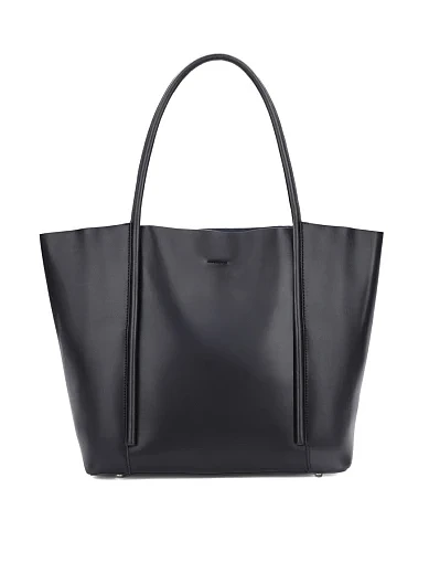 Жіноча сумка шоппер шкіряна чорна - фото 4 - Miraton