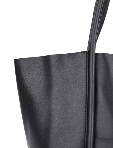 Жіноча сумка шоппер шкіряна чорна - фото 5 - Miraton
