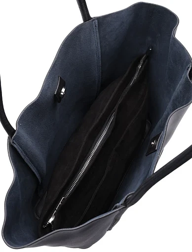 Жіноча сумка шоппер шкіряна чорна - фото 6 - Miraton