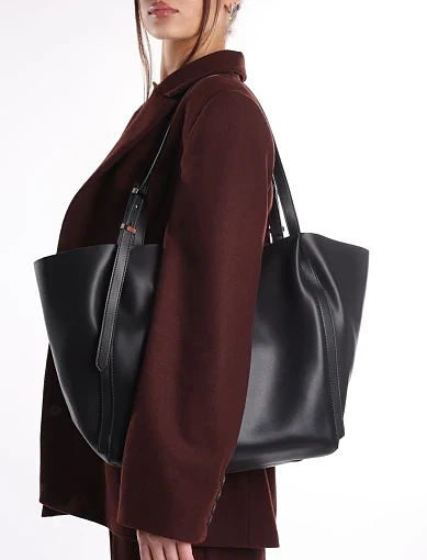 Жіноча сумка шоппер шкіряна чорна - фото 7 - Miraton