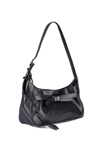 Женская сумка через плечо MIRATON кожаная черная - фото 2 - Miraton