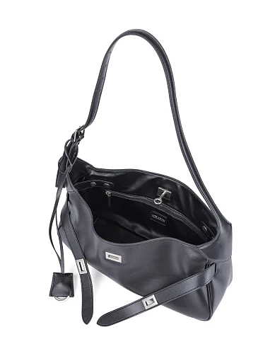 Женская сумка через плечо MIRATON кожаная черная - фото 5 - Miraton