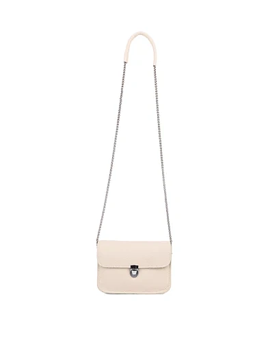 Женская сумка кросс-боди MIRATON кожаная молочного цвета - фото 5 - Miraton