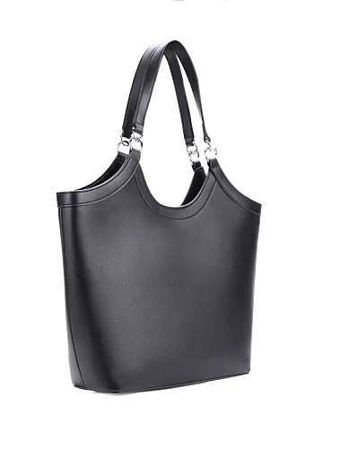 Женская сумка шоппер кожаная черная - фото 3 - Miraton