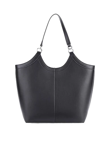 Женская сумка шоппер кожаная черная - фото 4 - Miraton