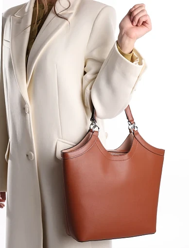 Жіноча сумка шоппер шкіряна кемел(3134S-2) - фото 2 - Miraton