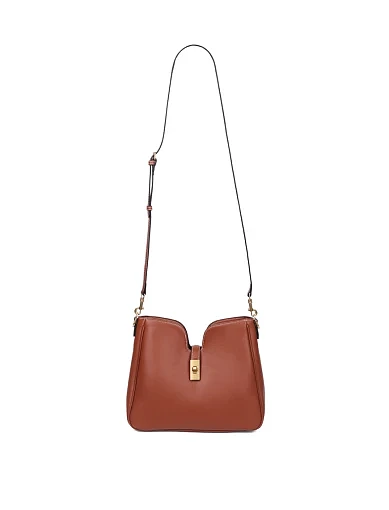 Женская сумка через плечо кожаная кемел - фото 6 - Miraton