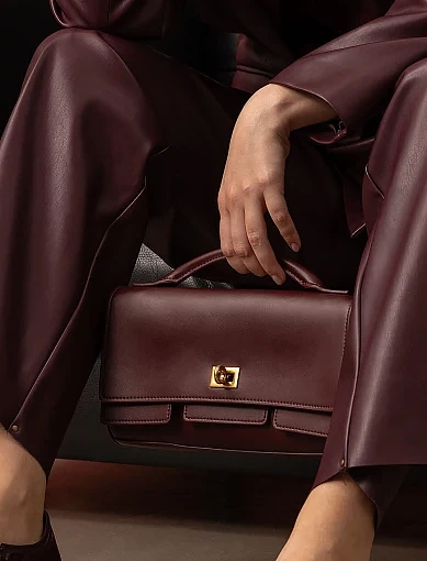 Жіноча сумка крос-боді шкіряна бордова - фото 8 - Miraton