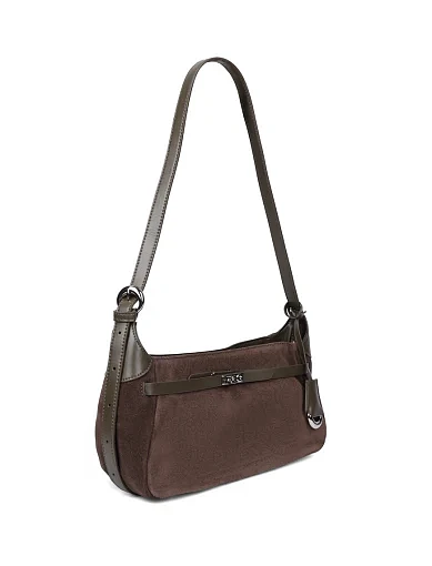 Жіноча сумка через плече замшева зелена - фото 2 - Miraton