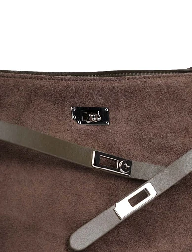 Жіноча сумка через плече замшева зелена - фото 4 - Miraton