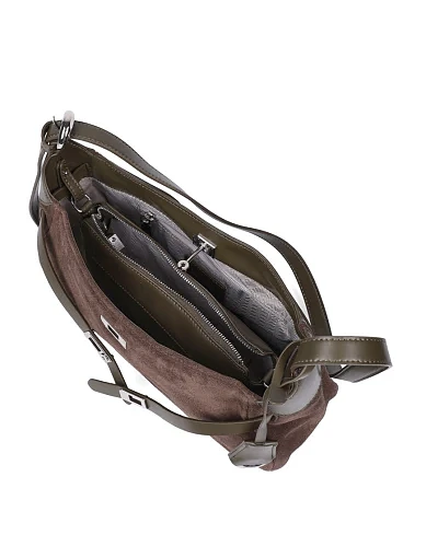 Жіноча сумка через плече замшева зелена - фото 5 - Miraton