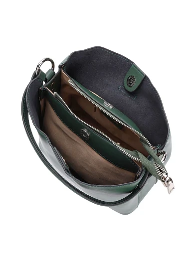 Женская сумка кожаная зеленая - фото 5 - Miraton