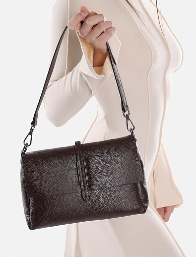 Жіноча сумка через плече шкіряна коричнева - фото 2 - Miraton