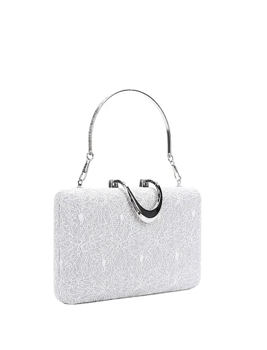 Жіночий клатч тканинний срібного кольору - фото 2 - Miraton