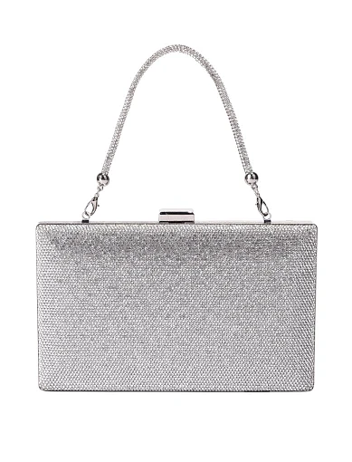 Женская сумка с камнями серебряного цвета - фото 1 - Miraton