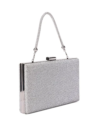 Женская сумка с камнями серебряного цвета - фото 2 - Miraton