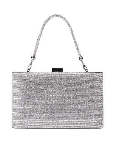 Женская сумка с камнями серебряного цвета - фото 3 - Miraton