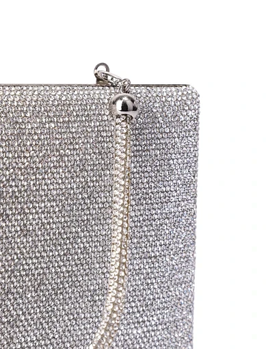 Женская сумка с камнями серебряного цвета - фото 4 - Miraton