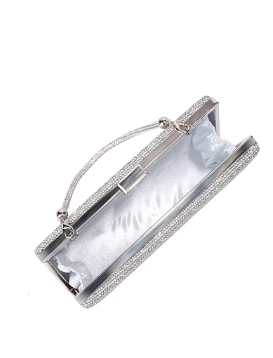 Женская сумка с камнями серебряного цвета - фото 5 - Miraton