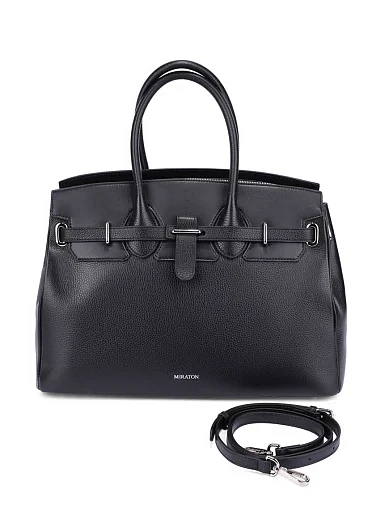 Жіноча сумка шкіряна чорна(LB-241039) - фото 7 - Miraton