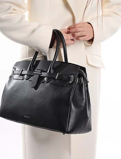 Жіноча сумка шкіряна чорна(LB-241039) - фото 8 - Miraton