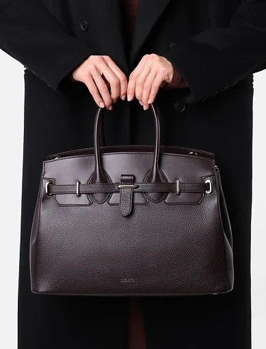 Жіноча сумка шкіряна коричнева(LB-241039) - фото 2 - Miraton