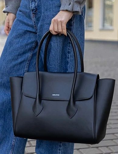 Жіноча сумка шкіряна чорна(LB-25414) - фото 2 - Miraton
