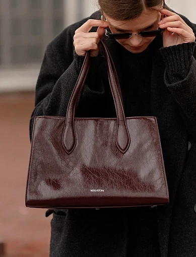 Жіноча сумка шкіряна бордова - фото 8 - Miraton