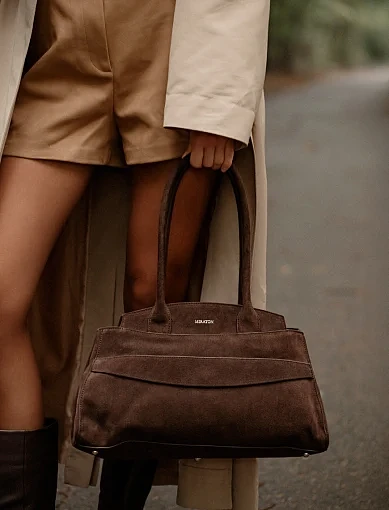 Жіноча сумка замшева коричнева(9733-2) - фото 7 - Miraton