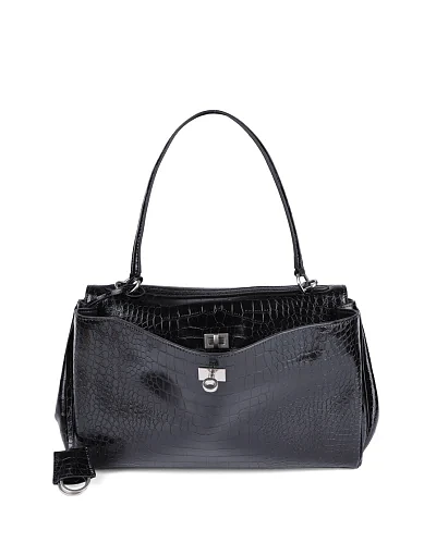 Женская сумка тоут MIRATON кожаная черная - фото 3 - Miraton