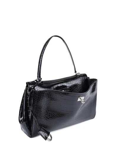 Женская сумка тоут MIRATON кожаная черная - фото 4 - Miraton