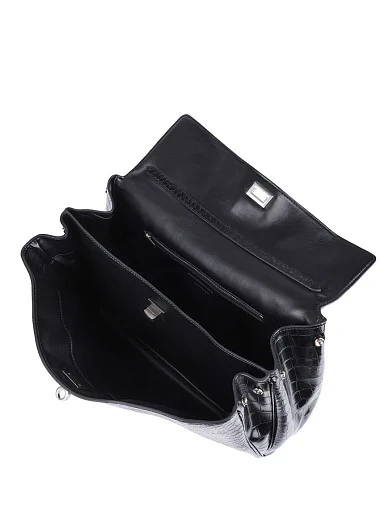 Женская сумка тоут MIRATON кожаная черная - фото 7 - Miraton