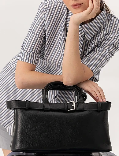 Женская сумка кожаная черная - фото 2 - Miraton