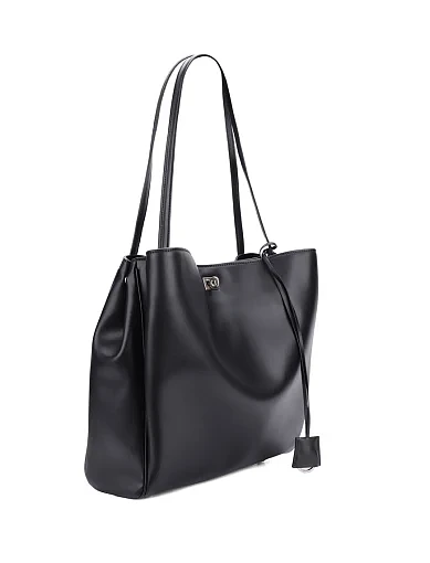 Жіноча сумка шоппер шкіряна чорна - фото 2 - Miraton