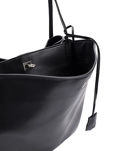 Жіноча сумка шоппер шкіряна чорна - фото 4 - Miraton