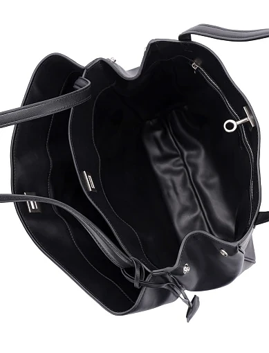 Жіноча сумка шоппер шкіряна чорна - фото 5 - Miraton