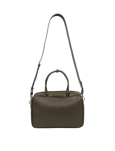 Жіноча сумка тоут шкіряна зелена - фото 6 - Miraton