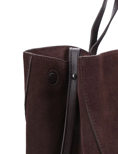 Жіноча сумка тоут замшева коричнева - фото 4 - Miraton