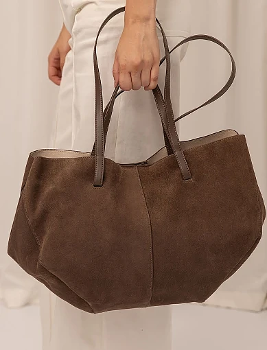 Жіноча сумка тоут замшева бежева - фото 2 - Miraton