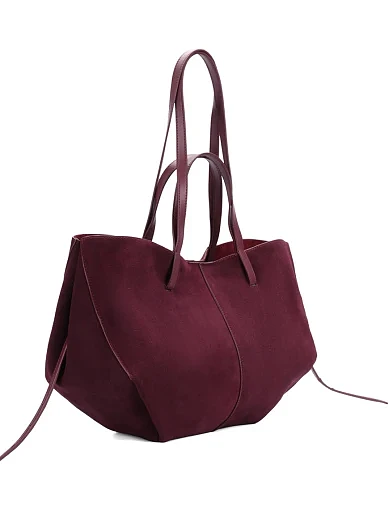 Женская сумка тоут замшевая бордовая - фото 2 - Miraton